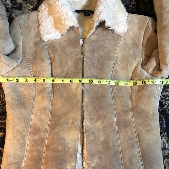 Express leather suede shearling jacket size 7/8 - Picture 6 of 8